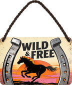4252024259278		 ''Wild & Free''
Schilderstore24 Blechschilder sind perfekt als Geschenk zu Weihnachten, Geburtstage, Feiern, Partys, Grillabende, Namenstag, Feiertag, Mädelsabend, Hochzeit. Jederzeit stilvoll im Wohnzimmer, Partykeller, Garage, Praxis, Büro, Café, Hauseingang Nutztier Pferd Reiten Pony Stall sattel ausreiten pferde tier landwirtschaft