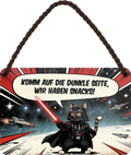 4252024259117		 ''Komm auf die dunkle Seite, wir haben Snacks''
Schilderstore24 Blechschilder sind perfekt als Geschenk zu Weihnachten, Geburtstage, Feiern, Partys, Grillabende, Namenstag, Feiertag, Mädelsabend, Hochzeit Wohnzimmer, Partykeller, Garage, welpe, dogge, kater, kätzchen Haustier Tier Freund knuddelig Zuhause Katze Hund Hamster Meerschwein haustiere