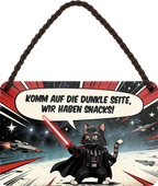4252024259117		 ''Komm auf die dunkle Seite, wir haben Snacks''
Schilderstore24 Blechschilder sind perfekt als Geschenk zu Weihnachten, Geburtstage, Feiern, Partys, Grillabende, Namenstag, Feiertag, Mädelsabend, Hochzeit Wohnzimmer, Partykeller, Garage, welpe, dogge, kater, kätzchen Haustier Tier Freund knuddelig Zuhause Katze Hund Hamster Meerschwein haustiere