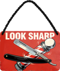 4252024259407		 ''Look Sharp''
Schilderstore24 Blechschilder sind perfekt als Geschenk zu Weihnachten, Geburtstage, Feiern, Partys, Grillabende, Namenstag, Feiertag, Mädelsabend, Hochzeit. Jederzeit stilvoll im Wohnzimmer, Partykeller, Garage, Praxis, Büro, Café, Hauseingang Friseur Tattoo Schönheit Haare Haut Barber tattowierer hautschmuck piercing schminke