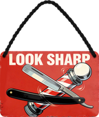 4252024259407		 ''Look Sharp''
Schilderstore24 Blechschilder sind perfekt als Geschenk zu Weihnachten, Geburtstage, Feiern, Partys, Grillabende, Namenstag, Feiertag, Mädelsabend, Hochzeit. Jederzeit stilvoll im Wohnzimmer, Partykeller, Garage, Praxis, Büro, Café, Hauseingang Friseur Tattoo Schönheit Haare Haut Barber tattowierer hautschmuck piercing schminke