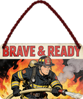 4252024258615		 ''Brave & Ready''
Schilderstore24 Blechschilder sind perfekt als Geschenk zu Weihnachten, Geburtstage, Feiern, Partys, Grillabende, Namenstag, Feiertag, Mädelsabend, Hochzeit. Jederzeit stilvoll im Wohnzimmer, Partykeller, Garage, Praxis, Büro, Café, Hauseingang Feuerwehr Feuer Brand Schutz Rettung freiwillige Alarm rettungsdienst hilfe feuer