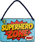 4252024258646		 ''Superhero Zone''
Schilderstore24 Blechschilder sind perfekt als Geschenk zu Weihnachten, Geburtstage, Feiern, Partys, Grillabende, Namenstag, Feiertag, Mädelsabend, Hochzeit. Jederzeit stilvoll im Wohnzimmer, Partykeller, Garage, Praxis, Büro, Café, Hauseingang Feuerwehr Feuer Brand Schutz Rettung freiwillige Alarm rettungsdienst hilfe feuer