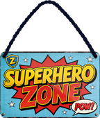 4252024258646		 ''Superhero Zone''
Schilderstore24 Blechschilder sind perfekt als Geschenk zu Weihnachten, Geburtstage, Feiern, Partys, Grillabende, Namenstag, Feiertag, Mädelsabend, Hochzeit. Jederzeit stilvoll im Wohnzimmer, Partykeller, Garage, Praxis, Büro, Café, Hauseingang Feuerwehr Feuer Brand Schutz Rettung freiwillige Alarm rettungsdienst hilfe feuer