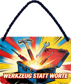 4252024258950		 ''Werkzeug statt Worte''
Schilderstore24 Blechschilder sind perfekt als Geschenk zu Weihnachten, Geburtstage, Feiern, Partys, Grillabende, Namenstag, Feiertag, Mädelsabend, Hochzeit. Jederzeit stilvoll im Wohnzimmer, Partykeller, Garage, Praxis, Büro,Architekt Hauseingang Handwerk Baustelle Arbeit Bau werkeln baustelle handwerker bauarbeiter