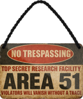 4252024257663		 ''No Trespassing AREA 51''
Schilderstore24 Blechschilder sind perfekt als Geschenk zu Weihnachten, Geburtstage, Feiern, Partys, Grillabende, Namenstag, Feiertag, Mädelsabend, Hochzeit. Jederzeit stilvoll im Wohnzimmer, Partykeller, Garage, Praxis, Büro, Zitate, lebensgefahr Sarkasmus Ironie Funny Schwarzer Humor faul dumm fun rente lästern teufel