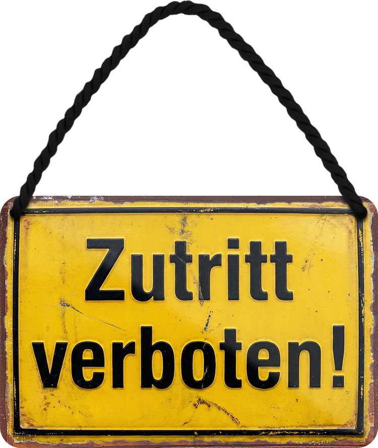 4252024259001		 ''Zutritt verboten''
Schilderstore24 Blechschilder sind perfekt als Geschenk zu Weihnachten, Geburtstage, Feiern, Partys, Grillabende, Namenstag, Feiertag, Mädelsabend, Hochzeit. Jederzeit stilvoll im Wohnzimmer, Partykeller, Garage, Praxis, Büro, Café, Hauseingang Garten Haushalt Heim Zuhause Gartenarbeit Hausarbeit Zuhause Blumen