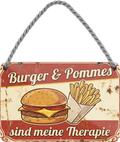 4252024258288		 ''Burger & Pommes sind meine Therapie''
Schilderstore24 Blechschilder sind perfekt als Geschenk zu Weihnachten, Geburtstage, Feiern, Partys, Grillabende, Partykeller, diät, snack, mahlzei, rezept, wasser Lebensmittel Burger Tee Grill crepes teigware süßigkeit essen grill wurst pommes döner fisch pizza