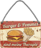 4252024258288		 ''Burger & Pommes sind meine Therapie''
Schilderstore24 Blechschilder sind perfekt als Geschenk zu Weihnachten, Geburtstage, Feiern, Partys, Grillabende, Partykeller, diät, snack, mahlzei, rezept, wasser Lebensmittel Burger Tee Grill crepes teigware süßigkeit essen grill wurst pommes döner fisch pizza
