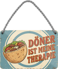 4252024258301		 ''Döner ist meine Therapie''
Schilderstore24 Blechschilder sind perfekt als Geschenk zu Weihnachten, Geburtstage, Feiern, Partys, Grillabende, Partykeller, diät, snack, mahlzei, rezept, wasser Lebensmittel Burger Tee Grill crepes teigware süßigkeit essen grill wurst pommes döner fisch pizza