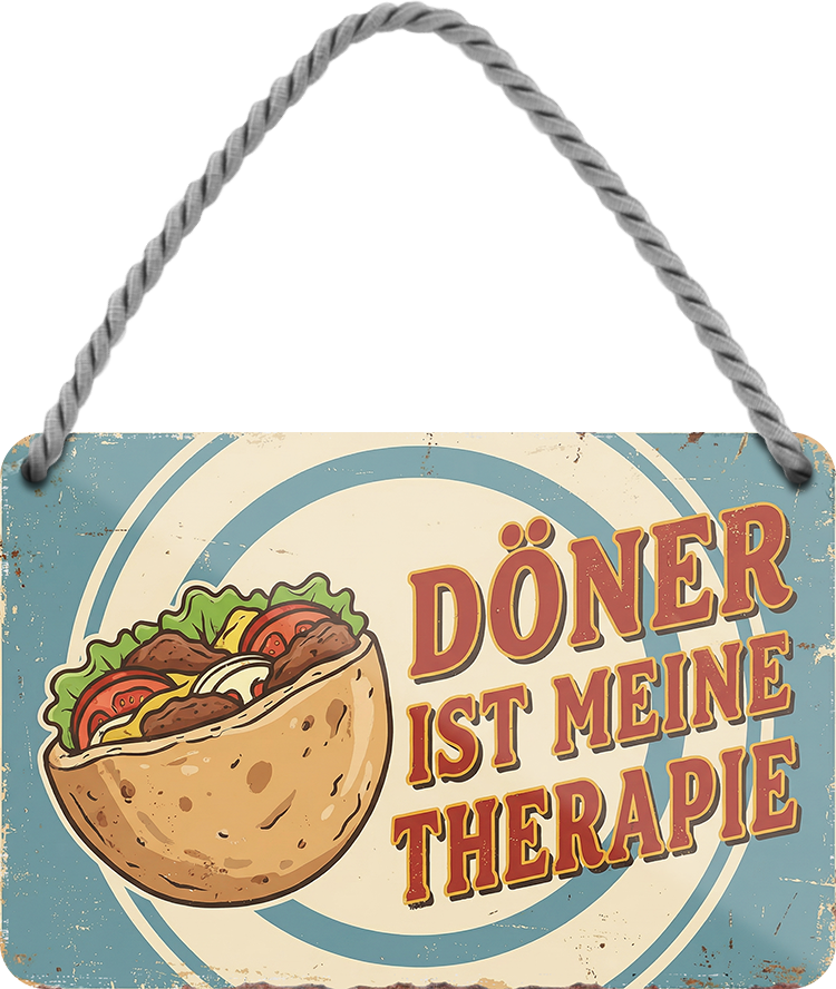 4252024258301		 ''Döner ist meine Therapie''
Schilderstore24 Blechschilder sind perfekt als Geschenk zu Weihnachten, Geburtstage, Feiern, Partys, Grillabende, Partykeller, diät, snack, mahlzei, rezept, wasser Lebensmittel Burger Tee Grill crepes teigware süßigkeit essen grill wurst pommes döner fisch pizza