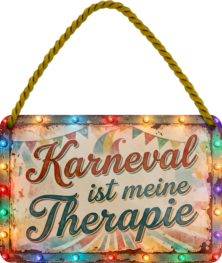 4252024259322		 ''Karneval ist meine Therapie''
Schilderstore24 Blechschilder sind perfekt als Geschenk zu Weihnachten, Geburtstage, Feiern, Partys, Grillabende, Namenstag, Feiertag, Mädelsabend, Hochzeit. Jederzeit stilvoll im Wohnzimmer, Partykeller, Garage, Praxis, Büro, Café, Hauseingang Ruhrpott Ruhrgebiet Platt Sprache hömma helau kultur tradition karneval