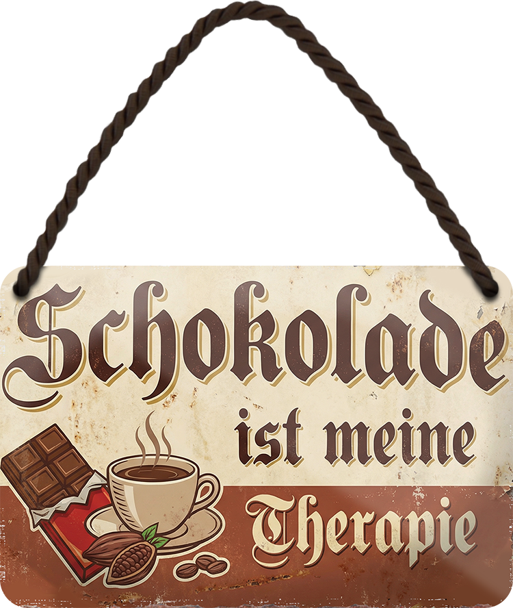 4252024258479		 ''Schokolade ist meine Therapie''
Schilderstore24 Blechschilder sind perfekt als Geschenk zu Weihnachten, Geburtstage, Feiern, Partys, Grillabende, Partykeller, diät, snack, mahlzei, rezept, wasser Lebensmittel Burger Tee Grill crepes teigware süßigkeit essen grill wurst pommes döner fisch pizza