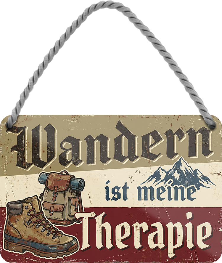 4252024257915		 ''Wandern ist meine Therapie''
Schilderstore24 Blechschilder sind perfekt als Geschenk zu Weihnachten, Geburtstage, Feiern, Partys, Grillabende, Namenstag, Feiertag, Mädelsabend, Hochzeit. Jederzeit stilvoll im Wohnzimmer, Partykeller, Garage, Praxis, Büro, Café, Hauseingang Camping Natur Wald Freiheit wandern campen outdoor natur roadtripp