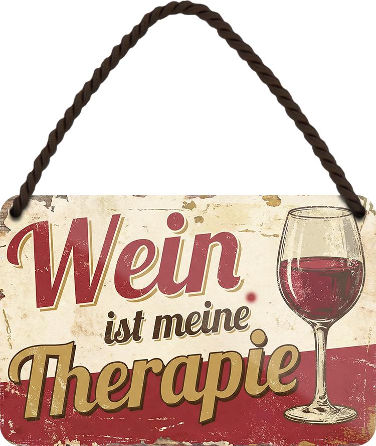 4252024257748		 ''Wein ist meine Therapie''
Schilderstore24 Blechschilder sind perfekt als Geschenk zu Weihnachten, Geburtstage, Feiern, Partys, Grillabende, Namenstag, Feiertag, Mädelsabend, Hochzeit. Jederzeit stilvoll im Wohnzimmer, Partykeller, Garage, Praxis, Büro, Café, Hauseingang Alkohol Cocktail Bier Sekt Getränk Bier Alkohol schnaps promille tequila   