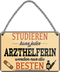 4252024257946		 ''Studieren kann jeder Arzthelferin''
Schilderstore24 Blechschilder sind perfekt als Geschenk zu Weihnachten, Geburtstage, Feiern, Partys, Grillabende, Namenstag, Feiertag, Mädelsabend, Hochzeit. Jederzeit stilvoll im Wohnzimmer, Partykeller, Garage, Praxis, Büro, Café, zitat Büro Chef Angestellter Arbeit Job Arbeitsplatz Alltag Beruf Ausbildung