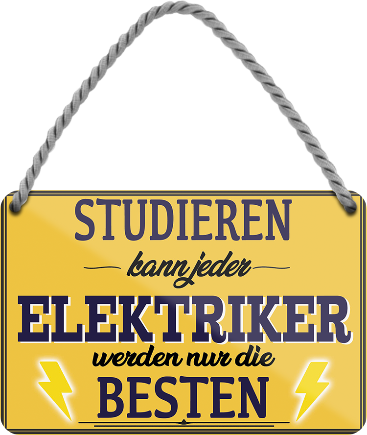 4252024258844		 ''Studieren kann jeder Elektriker''
Schilderstore24 Blechschilder sind perfekt als Geschenk zu Weihnachten, Geburtstage, Feiern, Partys, Grillabende, Namenstag, Feiertag, Mädelsabend, Hochzeit. Jederzeit stilvoll im Wohnzimmer, Partykeller, Garage, Praxis, Büro,Architekt Hauseingang Handwerk Baustelle Arbeit Bau werkeln baustelle handwerker bauarbeiter