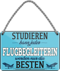 4252024258073		 ''Studieren kann jeder Flugbegleiterin''
Schilderstore24 Blechschilder sind perfekt als Geschenk zu Weihnachten, Geburtstage, Feiern, Partys, Grillabende, Namenstag, Feiertag, Mädelsabend, Hochzeit. Jederzeit stilvoll im Wohnzimmer, Partykeller, Garage, Praxis, Büro, Café, zitat Büro Chef Angestellter Arbeit Job Arbeitsplatz Alltag Beruf Ausbildung