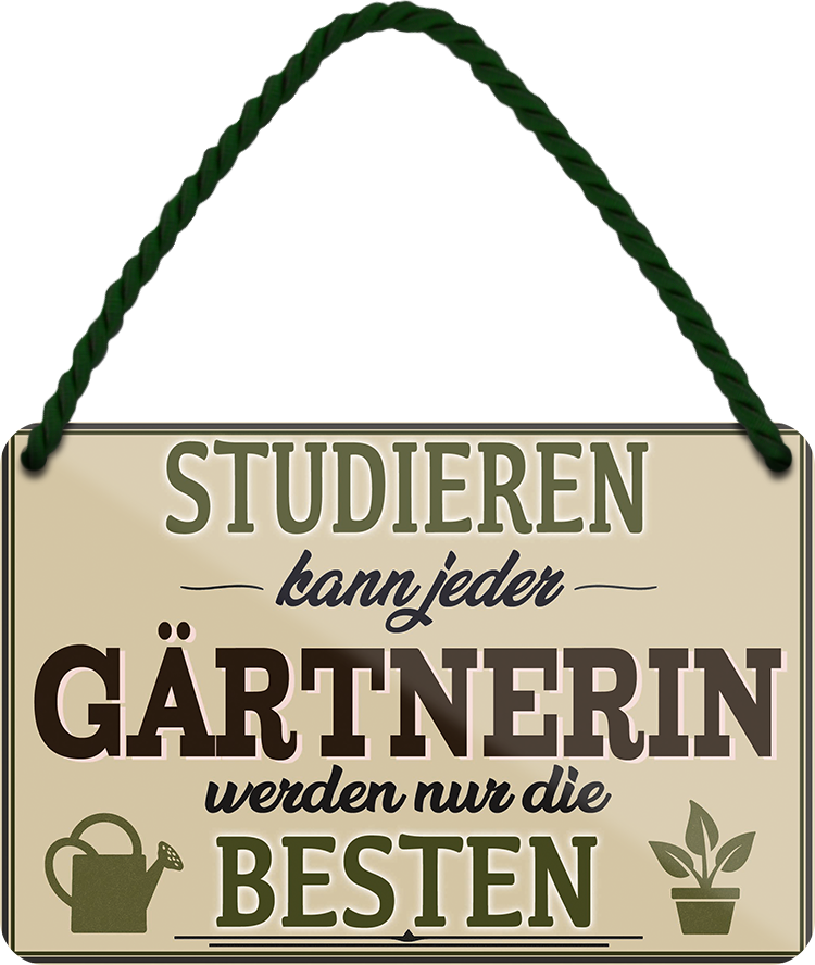 4252024258776		 ''Studieren kann jeder Gärtnerin''
Schilderstore24 Blechschilder sind perfekt als Geschenk zu Weihnachten, Geburtstage, Feiern, Partys, Grillabende, Namenstag, Feiertag, Mädelsabend, Hochzeit. Jederzeit stilvoll im Wohnzimmer, Partykeller, Garage, Praxis, Büro, Café, Hauseingang Garten Haushalt Heim Zuhause Gartenarbeit Hausarbeit Zuhause Blumen