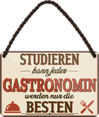 4252024258554		 ''Studieren kann jeder Gastronomin''
Schilderstore24 Blechschilder sind perfekt als Geschenk zu Weihnachten, Geburtstage, Feiern, Partys, Grillabende, Partykeller, diät, snack, mahlzei, rezept, wasser Lebensmittel Burger Tee Grill crepes teigware süßigkeit essen grill wurst pommes döner fisch pizza