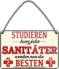 4252024258189		 ''Studieren kann jeder Sanitäter''
Schilderstore24 Blechschilder sind perfekt als Geschenk zu Weihnachten, Geburtstage, Feiern, Partys, Grillabende, Namenstag, Feiertag, Mädelsabend, Hochzeit. Jederzeit stilvoll im Wohnzimmer, Partykeller, Garage, Praxis, Büro, Café, zitat Büro Chef Angestellter Arbeit Job Arbeitsplatz Alltag Beruf Ausbildung