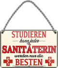 4252024258196		 ''Studieren kann jeder Sanitäterin''
Schilderstore24 Blechschilder sind perfekt als Geschenk zu Weihnachten, Geburtstage, Feiern, Partys, Grillabende, Namenstag, Feiertag, Mädelsabend, Hochzeit. Jederzeit stilvoll im Wohnzimmer, Partykeller, Garage, Praxis, Büro, Café, zitat Büro Chef Angestellter Arbeit Job Arbeitsplatz Alltag Beruf Ausbildung