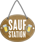 4252024245141	Schilderstore24	 ''Saufstation'' Schilderstore24 Blechschilder sind perfekt als Geschenk zu Weihnachten, Geburtstage, Feiern, Partys, Grillabende, Namenstag, Feiertag, Mädelsabend, Hochzeit. Jederzeit stilvoll im Wohnzimmer, Partykeller, Garage, Praxis, Büro, Café, Hauseingang Alkohol Cocktail Bier Sekt Getränk Bier Alkohol schnaps promille tequila   