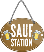 4252024245141	Schilderstore24	 ''Saufstation'' Schilderstore24 Blechschilder sind perfekt als Geschenk zu Weihnachten, Geburtstage, Feiern, Partys, Grillabende, Namenstag, Feiertag, Mädelsabend, Hochzeit. Jederzeit stilvoll im Wohnzimmer, Partykeller, Garage, Praxis, Büro, Café, Hauseingang Alkohol Cocktail Bier Sekt Getränk Bier Alkohol schnaps promille tequila   