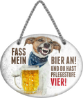 4252024245257	Schilderstore24	 ''Fass mein Bier an und du hast Pflegestufe Vier'' Schilderstore24 Blechschilder sind perfekt als Geschenk zu Weihnachten, Geburtstage, Feiern, Partys, Grillabende, Namenstag, Feiertag, Mädelsabend, Hochzeit. Jederzeit stilvoll im Wohnzimmer, Partykeller, Garage, Praxis, Büro, Café, Hauseingang Alkohol Kasten Bier Saufen Getränk Bier Alkohol schaumkrone promille hopfen