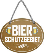 4252024245219	Schilderstore24	 ''Bier Schutzgebiet'' Schilderstore24 Blechschilder sind perfekt als Geschenk zu Weihnachten, Geburtstage, Feiern, Partys, Grillabende, Namenstag, Feiertag, Mädelsabend, Hochzeit. Jederzeit stilvoll im Wohnzimmer, Partykeller, Garage, Praxis, Büro, Café, Hauseingang Alkohol Kasten Bier Saufen Getränk Bier Alkohol schaumkrone promille hopfen