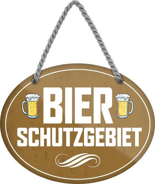 4252024245219	Schilderstore24	 ''Bier Schutzgebiet'' Schilderstore24 Blechschilder sind perfekt als Geschenk zu Weihnachten, Geburtstage, Feiern, Partys, Grillabende, Namenstag, Feiertag, Mädelsabend, Hochzeit. Jederzeit stilvoll im Wohnzimmer, Partykeller, Garage, Praxis, Büro, Café, Hauseingang Alkohol Kasten Bier Saufen Getränk Bier Alkohol schaumkrone promille hopfen