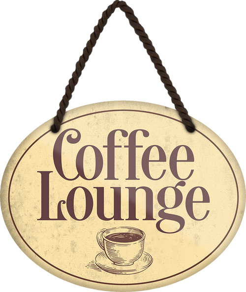 4252024247800	Schilderstore24	 ''Coffee Lounge'' Schilderstore24 Blechschilder sind perfekt als Geschenk zu Weihnachten, Geburtstage, Feiern, Partys, Grillabende, Namenstag, Feiertag, Mädelsabend, Hochzeit. Jederzeit stilvoll im Wohnzimmer, Partykeller, Garage, Praxis, Büro, Café, Hauseingang Lebensmittel Kaffee Kuchen Sucht café coffee kaffeemaschine getränk essen