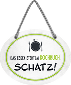 4252024245530	Schilderstore24	 ''Das Essen steht im Kochbuch, Schatz'' Schilderstore24 Blechschilder sind perfekt als Geschenk zu Weihnachten, Geburtstage, Feiern, Partys, Grillabende, Namenstag, Feiertag, Mädelsabend, Hochzeit. Jederzeit stilvoll im Wohnzimmer, Partykeller, Garage, Praxis, Büro, Café, Hauseingang Familie Zuhause Eltern Geschwister oma opa familie mama papa geschwister