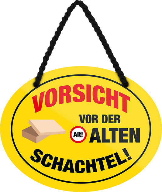 4252024245691	Schilderstore24	 ''Vorsicht vor der alten Schachtel'' Schilderstore24 Blechschilder sind perfekt als Geschenk zu Weihnachten, Geburtstage, Feiern, Partys, Grillabende, Namenstag, Feiertag, Mädelsabend, Hochzeit. Jederzeit stilvoll im Wohnzimmer, Partykeller, Garage, Praxis, Büro, Café, Hauseingang Familie Zuhause Eltern Geschwister oma opa familie mama papa geschwister