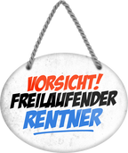 4252024245707	Schilderstore24	 ''Vorsicht, freilaufender Rentner'' Schilderstore24 Blechschilder sind perfekt als Geschenk zu Weihnachten, Geburtstage, Feiern, Partys, Grillabende, Namenstag, Feiertag, Mädelsabend, Hochzeit. Jederzeit stilvoll im Wohnzimmer, Partykeller, Garage, Praxis, Büro, Café, Hauseingang Familie Zuhause Eltern Geschwister oma opa familie mama papa geschwister