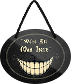 4252024246414	Schilderstore24	 ''We're all mad here (schwarz)'' Schilderstore24 Blechschilder sind perfekt als Geschenk zu Weihnachten, Geburtstage, Feiern, Partys, Grillabende, Namenstag, Feiertag, Mädelsabend, Hochzeit Wohnzimmer, Partykeller, Garage, Praxis, Büro, Café, Hauseingang Haustier Tier Tiere Tiersprüche Funny Ironie knuddelig haustier biene kuh vogel lustige tierwelt