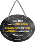 4252024247992	Schilderstore24	 ''Please do not throw sanitary napkins, dreams toilet'' Schilderstore24 Blechschilder sind perfekt als Geschenk zu Weihnachten, Geburtstage, Feiern, Partys, Grillabende, Namenstag, Feiertag, Mädelsabend, Hochzeit. Jederzeit stilvoll im Wohnzimmer, Partykeller, Garage, Praxis, Büro, Café, Hauseingang Zuhause WC Open Closed Badezimmer toilette scheißhaus putzen haushalt heim