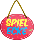 4252024246032	Schilderstore24	 ''Spielecke'' Schilderstore24 Blechschilder sind perfekt als Geschenk zu Weihnachten, Geburtstage, Feiern, Partys, Grillabende, Namenstag, Feiertag, Mädelsabend, Hochzeit. Jederzeit stilvoll im Wohnzimmer, Partykeller, Garage, Praxis, Büro, Café, Hauseingang Küche Haushalt Willkommen Eigenheim heim essen haus kochen herzlich Zuhause putzen