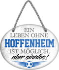 4252024247398	Schilderstore24	 ''Ein Leben ohne Hoffenheim ist sinnlos'' Schilderstore24 Blechschilder sind perfekt als Geschenk zu Weihnachten, Geburtstage, Feiern, Partys, Grillabende, Namenstag, Feiertag, Mädelsabend, Hochzeit. Jederzeit stilvoll im Wohnzimmer, Partykeller, Garage, Praxis, Büro, Café, Hauseingang Fußball Mannschaft Verein Bolzen Ball sport liga kicken stadion freizeit