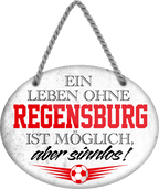 4252024247572	Schilderstore24	 ''Ein Leben ohne Regensburg ist sinnlos'' Schilderstore24 Blechschilder sind perfekt als Geschenk zu Weihnachten, Geburtstage, Feiern, Partys, Grillabende, Namenstag, Feiertag, Mädelsabend, Hochzeit. Jederzeit stilvoll im Wohnzimmer, Partykeller, Garage, Praxis, Büro, Café, Hauseingang Fußball Mannschaft Verein Bolzen Ball sport liga kicken stadion freizeit