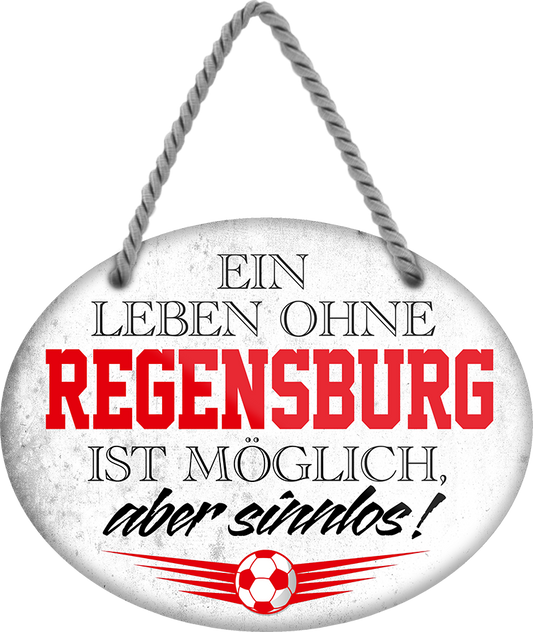 4252024247572	Schilderstore24	 ''Ein Leben ohne Regensburg ist sinnlos'' Schilderstore24 Blechschilder sind perfekt als Geschenk zu Weihnachten, Geburtstage, Feiern, Partys, Grillabende, Namenstag, Feiertag, Mädelsabend, Hochzeit. Jederzeit stilvoll im Wohnzimmer, Partykeller, Garage, Praxis, Büro, Café, Hauseingang Fußball Mannschaft Verein Bolzen Ball sport liga kicken stadion freizeit