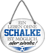 4252024247626	Schilderstore24	 ''Ein Leben ohne Schalke ist sinnlos (grau)'' Schilderstore24 Blechschilder sind perfekt als Geschenk zu Weihnachten, Geburtstage, Feiern, Partys, Grillabende, Namenstag, Feiertag, Mädelsabend, Hochzeit. Jederzeit stilvoll im Wohnzimmer, Partykeller, Garage, Praxis, Büro, Café, Hauseingang Fußball Mannschaft Verein Bolzen Ball sport liga kicken stadion freizeit