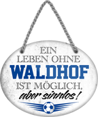 4252024247701	Schilderstore24	 ''Ein Leben ohne Waldhof ist sinnlos'' Schilderstore24 Blechschilder sind perfekt als Geschenk zu Weihnachten, Geburtstage, Feiern, Partys, Grillabende, Namenstag, Feiertag, Mädelsabend, Hochzeit. Jederzeit stilvoll im Wohnzimmer, Partykeller, Garage, Praxis, Büro, Café, Hauseingang Fußball Mannschaft Verein Bolzen Ball sport liga kicken stadion freizeit