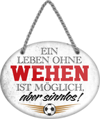 4252024247718	Schilderstore24	 ''Ein Leben ohne Wehen ist sinnlos'' Schilderstore24 Blechschilder sind perfekt als Geschenk zu Weihnachten, Geburtstage, Feiern, Partys, Grillabende, Namenstag, Feiertag, Mädelsabend, Hochzeit. Jederzeit stilvoll im Wohnzimmer, Partykeller, Garage, Praxis, Büro, Café, Hauseingang Fußball Mannschaft Verein Bolzen Ball sport liga kicken stadion freizeit
