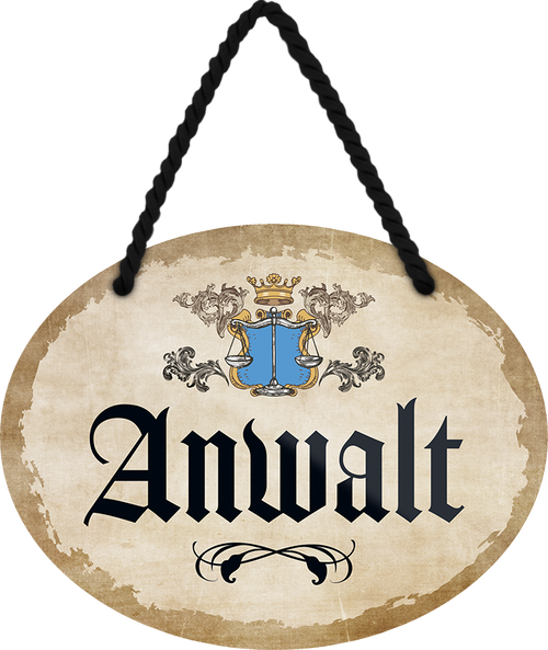 4252024246490	Schilderstore24	 ''Anwalt'' Schilderstore24 Blechschilder sind perfekt als Geschenk zu Weihnachten, Geburtstage, Feiern, Partys, Grillabende, Namenstag, Feiertag, Mädelsabend, Hochzeit. Jederzeit stilvoll im Wohnzimmer, Partykeller, Garage, Praxis, Büro, Café, Hauseingang Büro Chef Angestellter Arbeit Job Arbeitsplatz Alltag Beruf Ausbildung