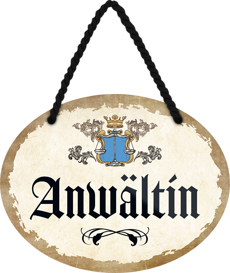 4252024246506	Schilderstore24	 ''Anwältin'' Schilderstore24 Blechschilder sind perfekt als Geschenk zu Weihnachten, Geburtstage, Feiern, Partys, Grillabende, Namenstag, Feiertag, Mädelsabend, Hochzeit. Jederzeit stilvoll im Wohnzimmer, Partykeller, Garage, Praxis, Büro, Café, Hauseingang Büro Chef Angestellter Arbeit Job Arbeitsplatz Alltag Beruf Ausbildung