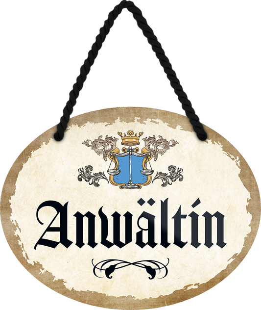 4252024246506	Schilderstore24	 ''Anwältin'' Schilderstore24 Blechschilder sind perfekt als Geschenk zu Weihnachten, Geburtstage, Feiern, Partys, Grillabende, Namenstag, Feiertag, Mädelsabend, Hochzeit. Jederzeit stilvoll im Wohnzimmer, Partykeller, Garage, Praxis, Büro, Café, Hauseingang Büro Chef Angestellter Arbeit Job Arbeitsplatz Alltag Beruf Ausbildung