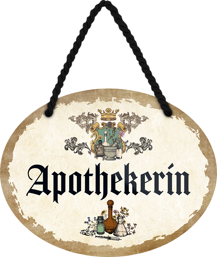 4252024246513	Schilderstore24	 ''Apothekerin'' Schilderstore24 Blechschilder sind perfekt als Geschenk zu Weihnachten, Geburtstage, Feiern, Partys, Grillabende, Namenstag, Feiertag, Mädelsabend, Hochzeit. Jederzeit stilvoll im Wohnzimmer, Partykeller, Garage, Praxis, Büro, Café, Hauseingang Büro Chef Angestellter Arbeit Job Arbeitsplatz Alltag Beruf Ausbildung