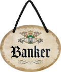 4252024246568	Schilderstore24	 ''Banker'' Schilderstore24 Blechschilder sind perfekt als Geschenk zu Weihnachten, Geburtstage, Feiern, Partys, Grillabende, Namenstag, Feiertag, Mädelsabend, Hochzeit. Jederzeit stilvoll im Wohnzimmer, Partykeller, Garage, Praxis, Büro, Café, Hauseingang Büro Chef Angestellter Arbeit Job Arbeitsplatz Alltag Beruf Ausbildung