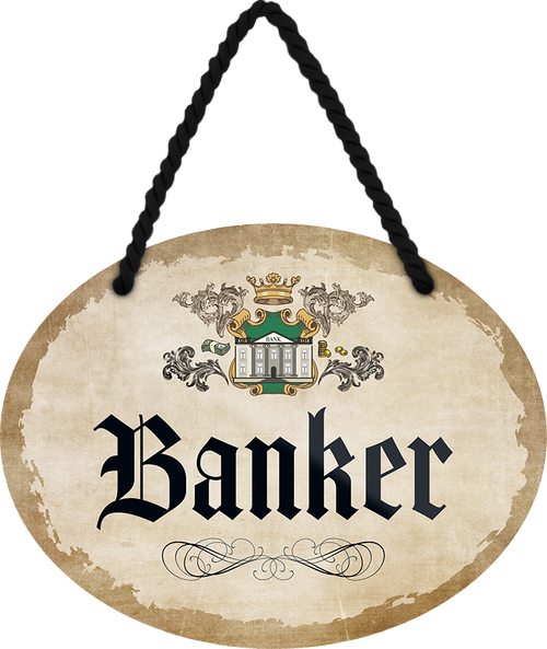 4252024246568	Schilderstore24	 ''Banker'' Schilderstore24 Blechschilder sind perfekt als Geschenk zu Weihnachten, Geburtstage, Feiern, Partys, Grillabende, Namenstag, Feiertag, Mädelsabend, Hochzeit. Jederzeit stilvoll im Wohnzimmer, Partykeller, Garage, Praxis, Büro, Café, Hauseingang Büro Chef Angestellter Arbeit Job Arbeitsplatz Alltag Beruf Ausbildung